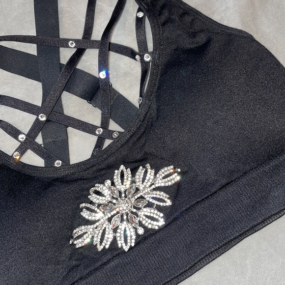 Hand bedazzled performance/audition sports bra/top - Picture 3 of 10